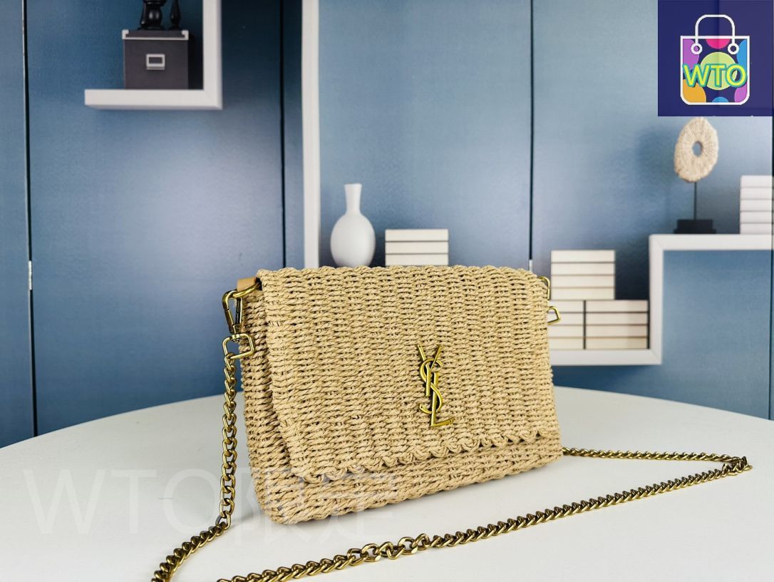 LALA出品 今日特価】YSL（サンローラン） Kate ラフィア編みチェーンバッグ 送料