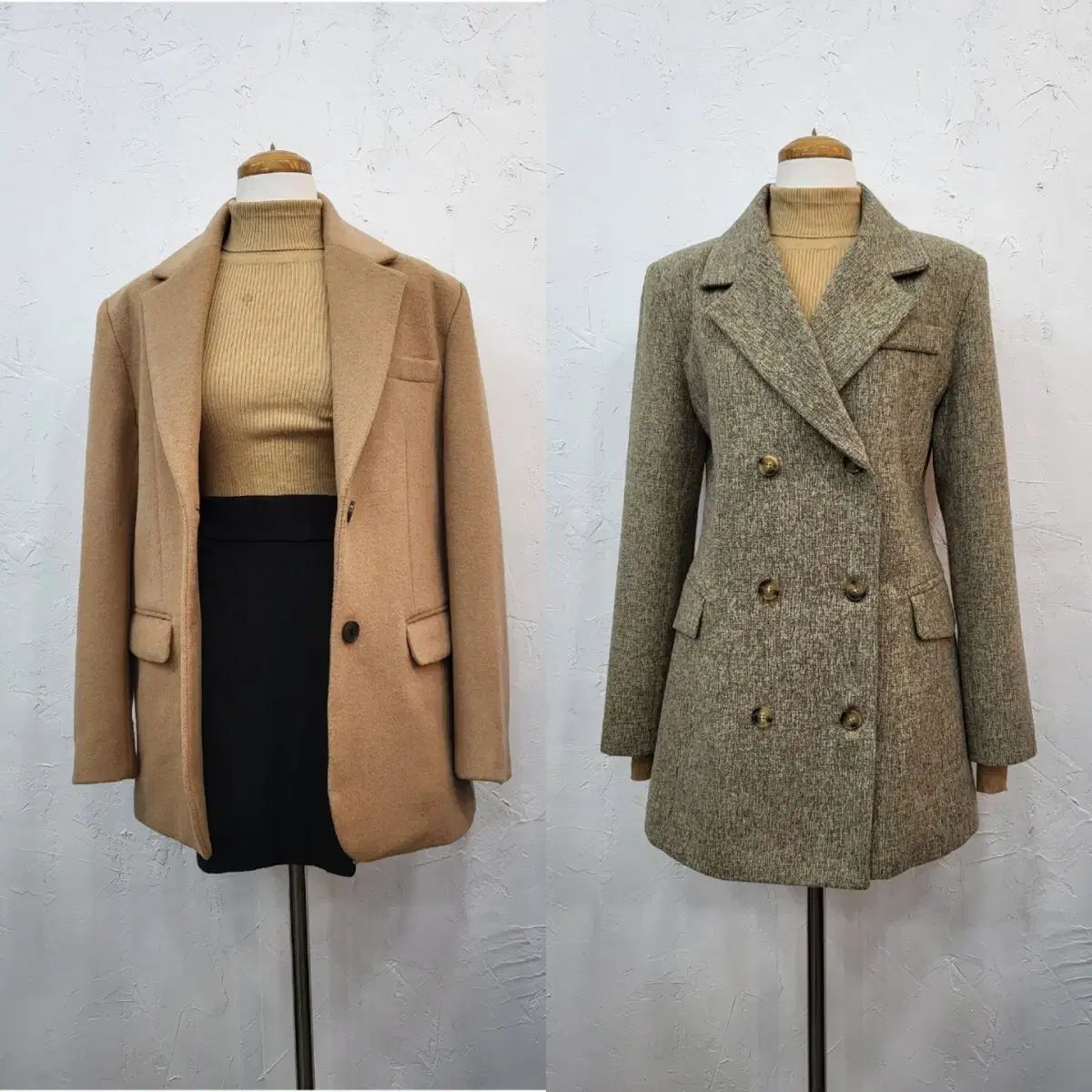 ベージュ/ヘリンボーン ダブル ジャケット