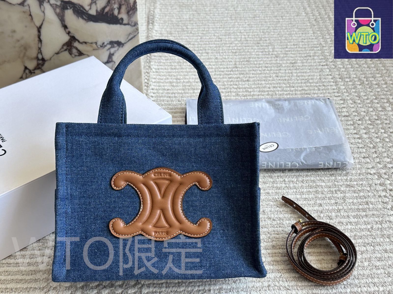 25年現行　未使用保管　ドルチェ＆ガッバーナ　ショッピングバッグ　ラージ　デニム ドルチェ＆ガッバーナ“モノトーン”限定ロゴ＆シリアルナンバー入り