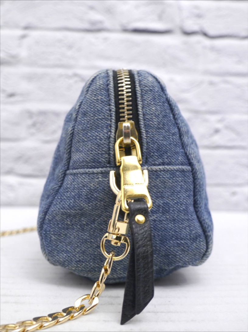 美品◇ miu miu ミュウミュウ MADRAS マドラス クロスボディ デニム