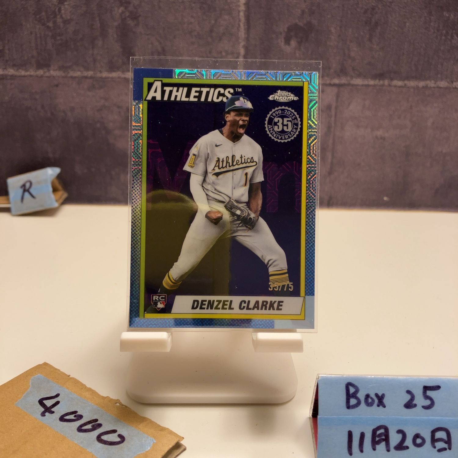 2025 Topps Chrome Denzel Clarke 35/75 Oakland Athletics 35th