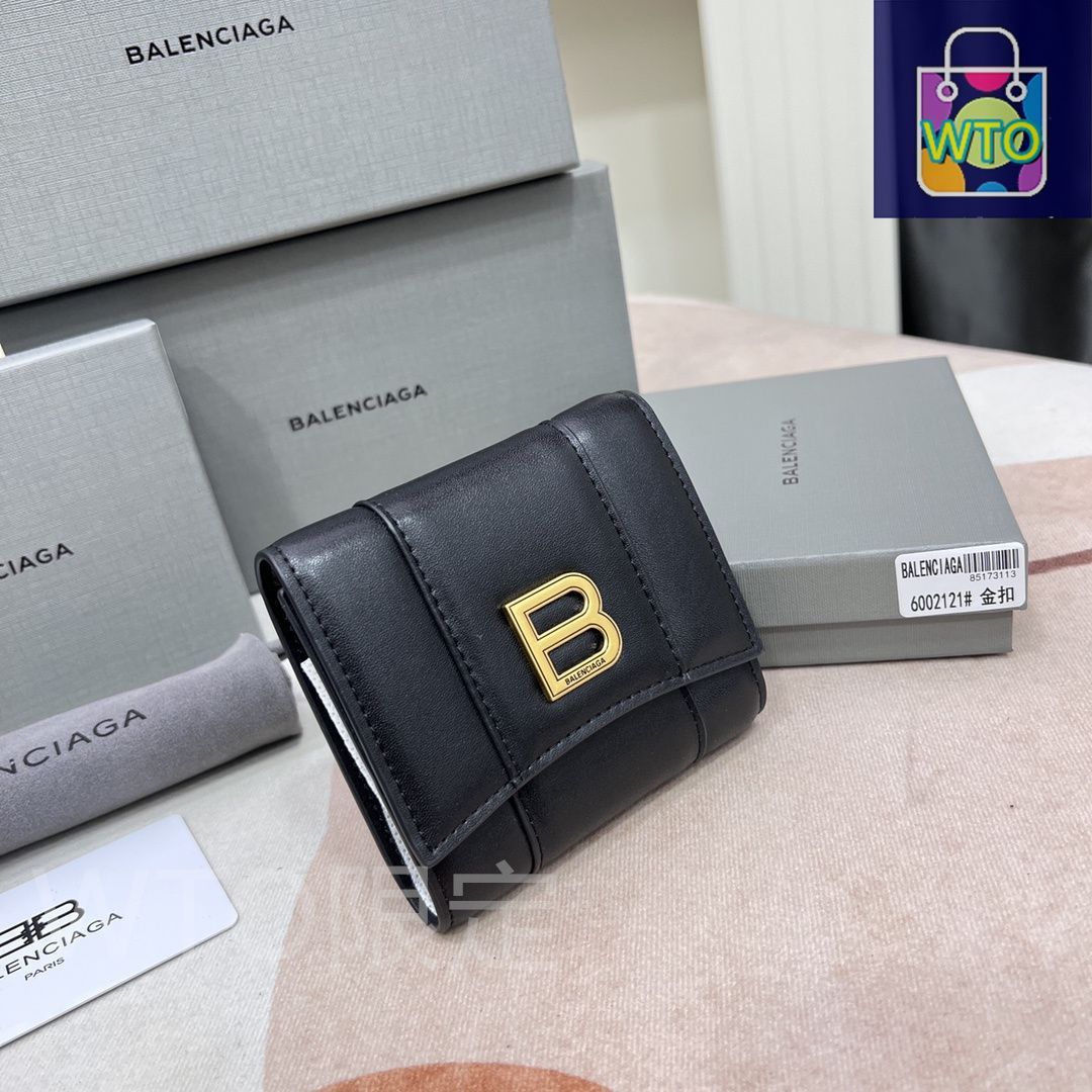 BALENCIAGA バレンシアガ / エンボスクロコダイルウォレット ブラック 本日特価] バレンシアガ 新作 ミニウォレット クロコダイルエンボス
