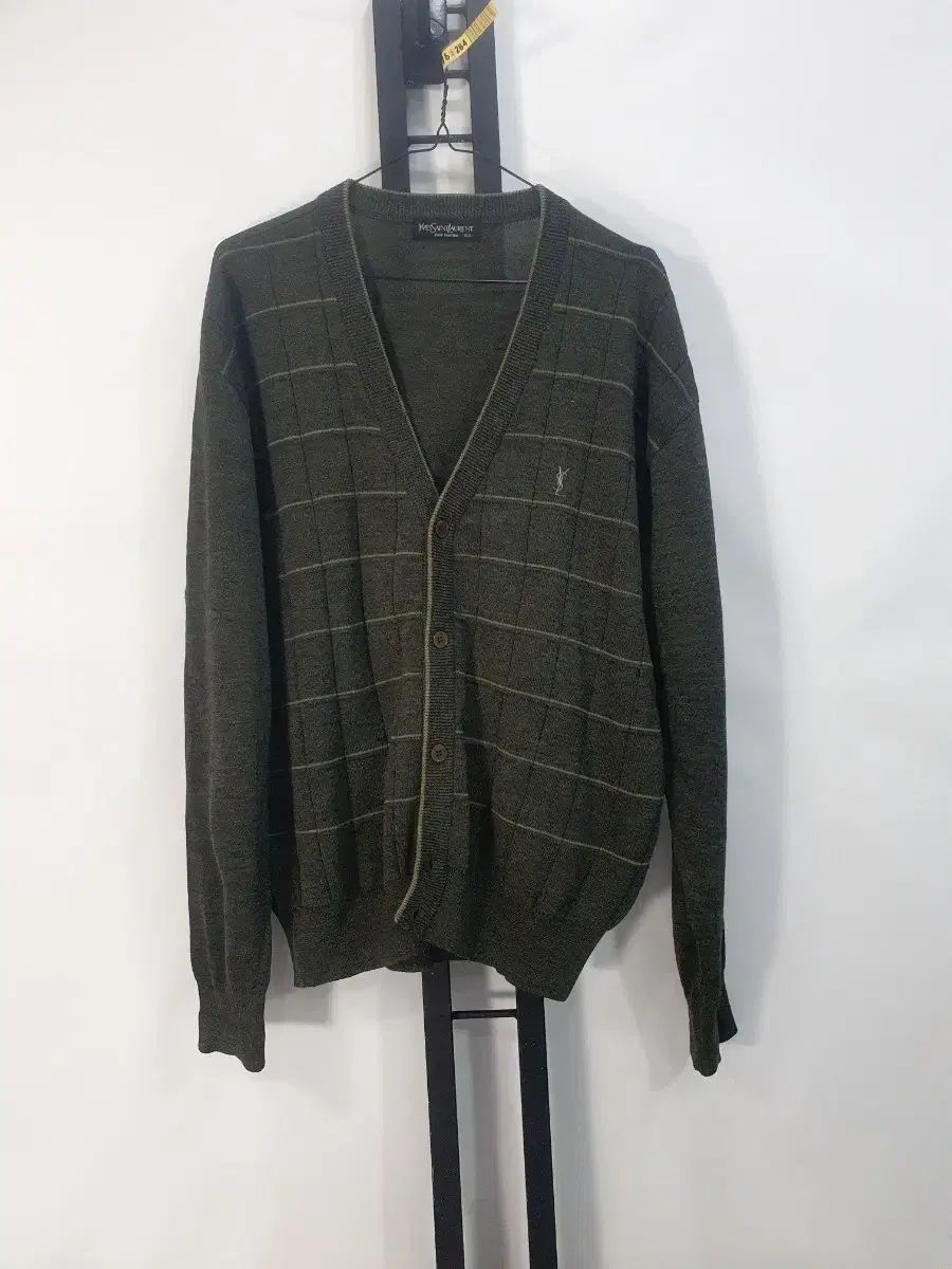 YVES SAINT LAURENT イヴ サンローラン カーディガン ニット CHECK パータン カーキ 100