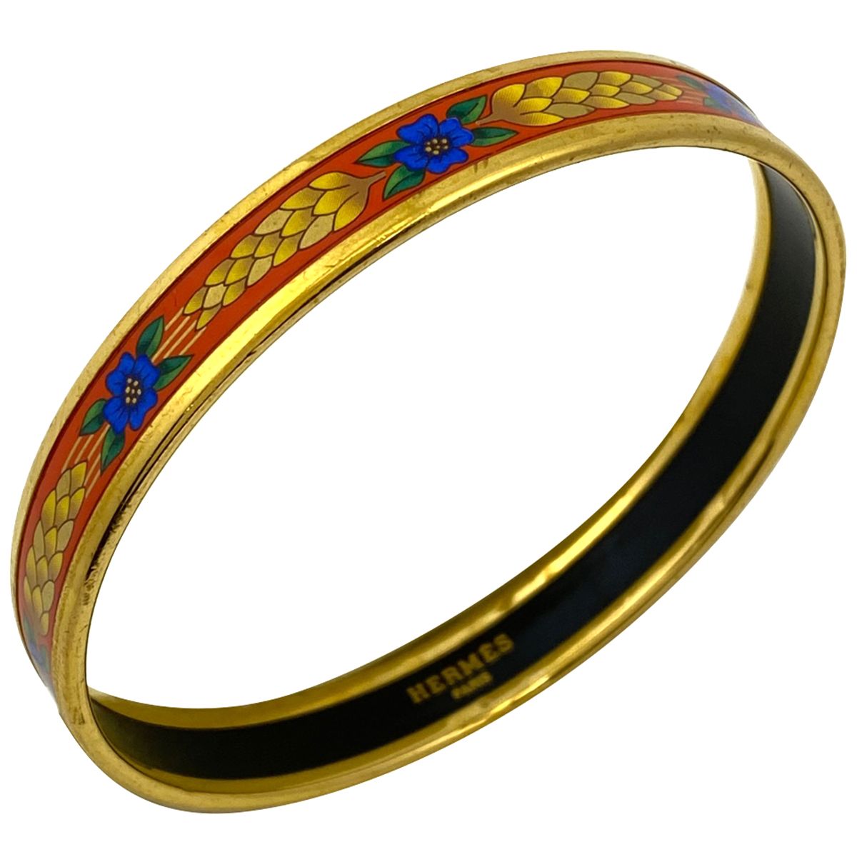 HERMES バングル エマイユPM ゴールド 黄緑 アクセサリー リーフ 七宝 エルメス HERMES エマイユ PM 腕輪 七宝焼き バングル GP ゴールド