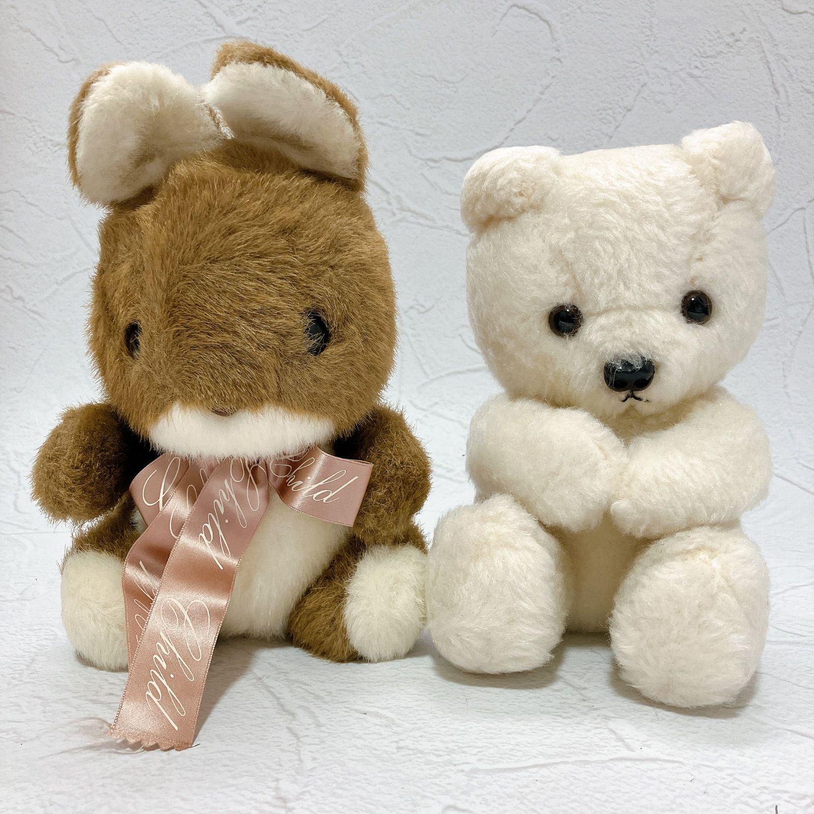 美品】サンアロー ぬいぐるみ 2体セット 白クマ ウサギ テディベア