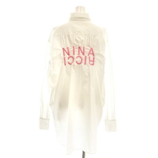 【中古】ニナリッチ NINA RICCI オーバーサイズシャツ バック刺繍 長袖 スタンドカラー 34 白 ホワイト ニナリッチ NINA RICCI オーバーサイズシャツ バック刺繍 長袖