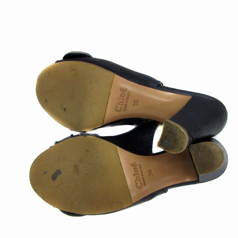 クロエ CHLOE レザーストラップサンダル チャンキーヒール ハイヒール