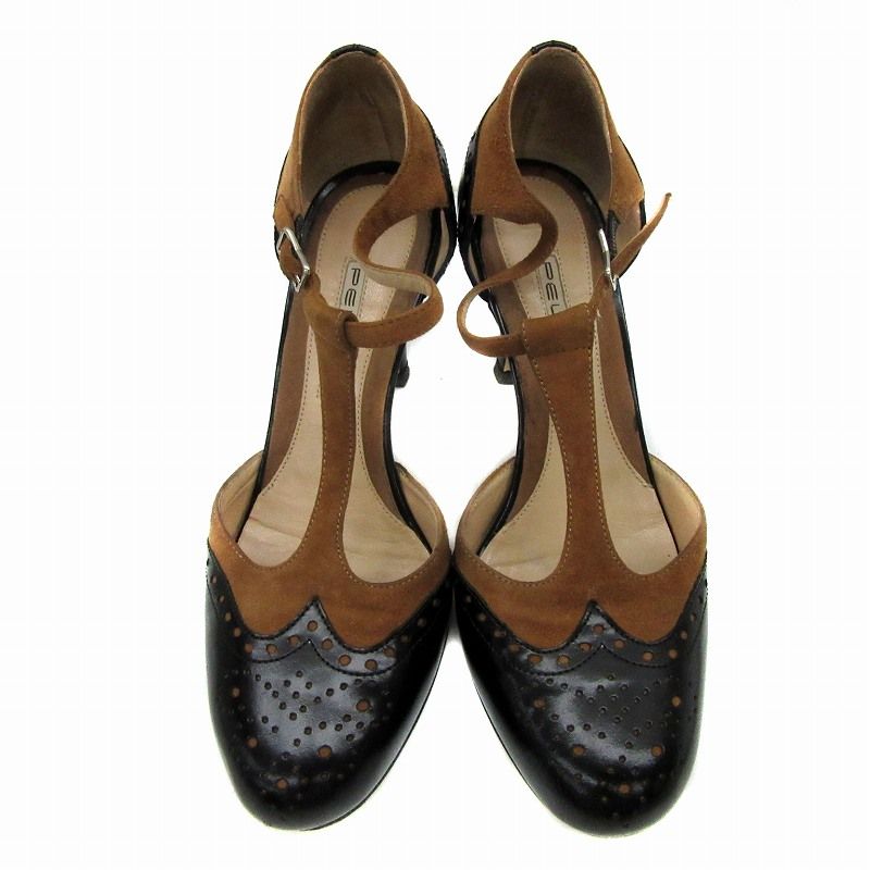 新品未使用　PELLICO ペリーコ　ブラウン スエード パンプス38 ペリーコ PELLICO パンプス Tストラップ セパレート コーンヒール