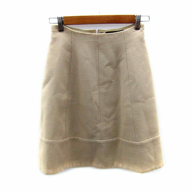 フォクシー FOXEY フレアスカート ミモレ丈 無地 38 M ベージュ /SY13