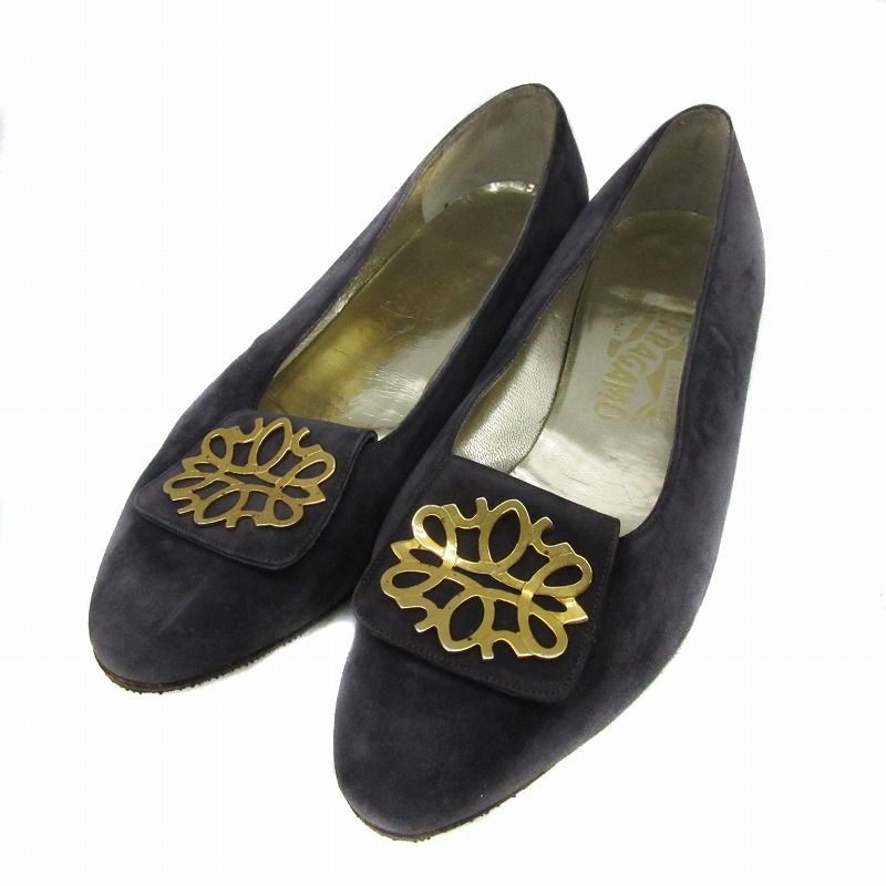 Ferragamo ネイビー フラットシューズ ウィメンズ シューズ｜フェラガモ