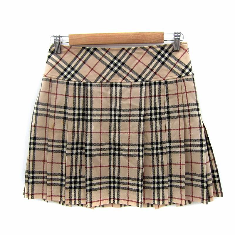 BURBERRYベージュ チェック柄 プリーツスカート ベルト付き BURBERRYベージュ チェック柄 プリーツスカート ベルト付き バーバリー