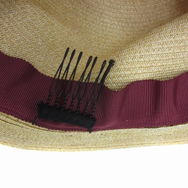 Ca4la ベージュストローハット 黒リボン付き 新品未使用 CA4LA ベージュ ストローハット リボン付き カシラ CA4LA