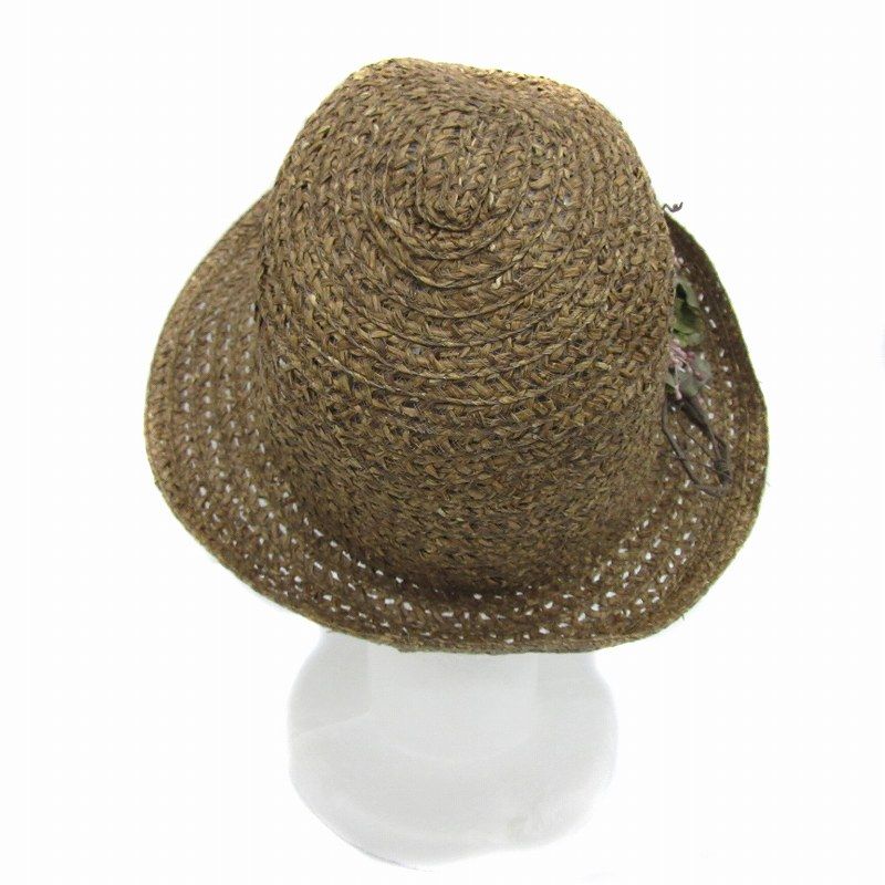 カシラ CA4LA 麦わら帽子 ストローハット 装飾 茶 ブラウン /YS17