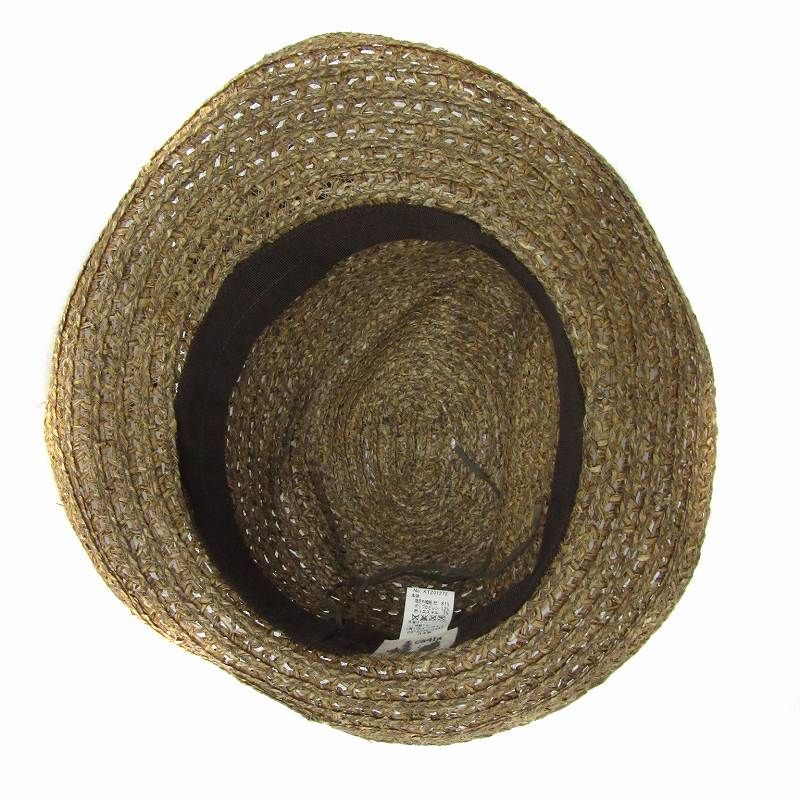 カシラ CA4LA 麦わら帽子 ストローハット 装飾 茶 ブラウン /YS17