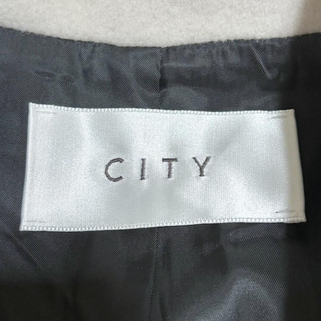 美品 CITY オーバーコクーンコート ウールロングコート 38 グレージュ  