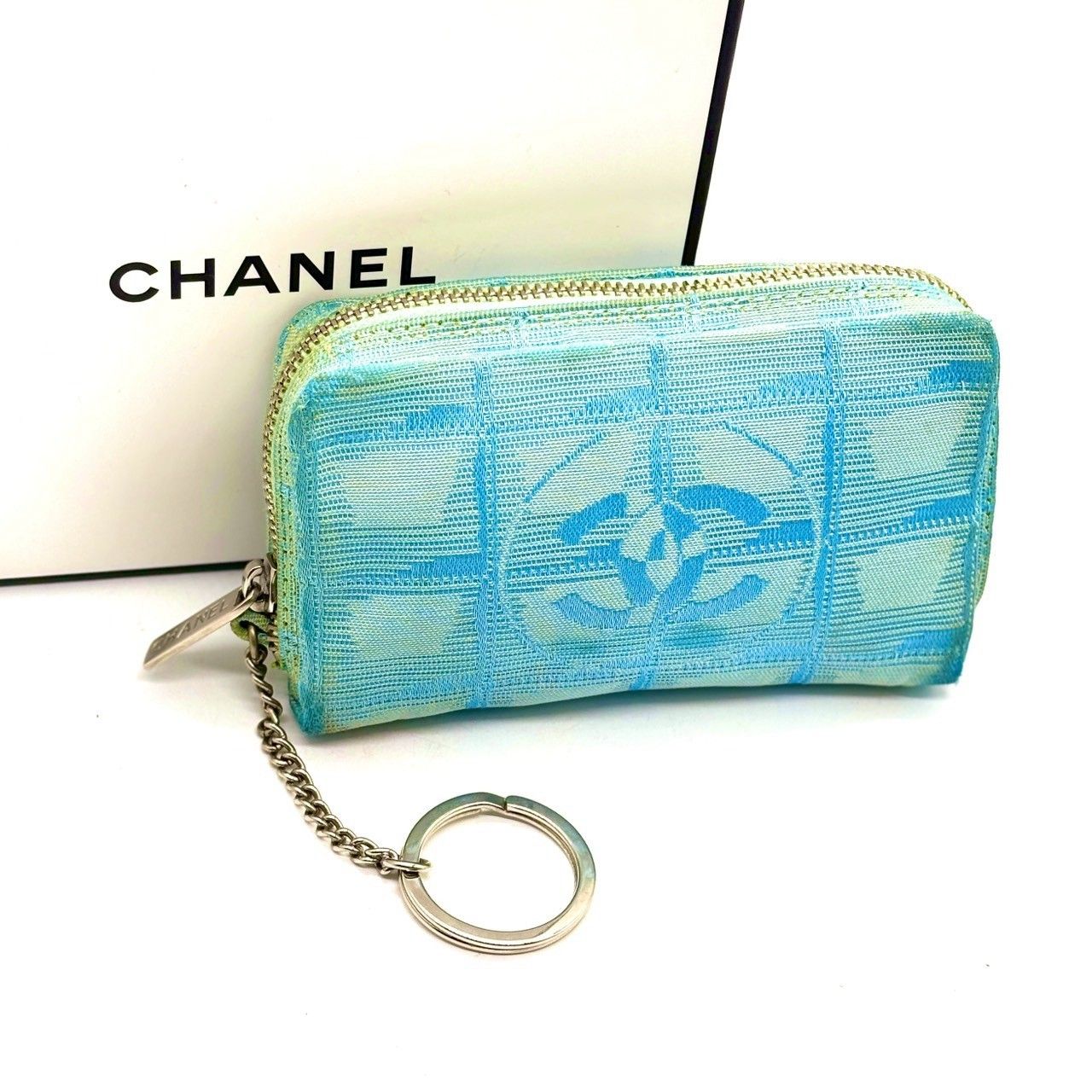 透明感ブルーの余韻】 CHANEL シャネル コインケース キーリング付き