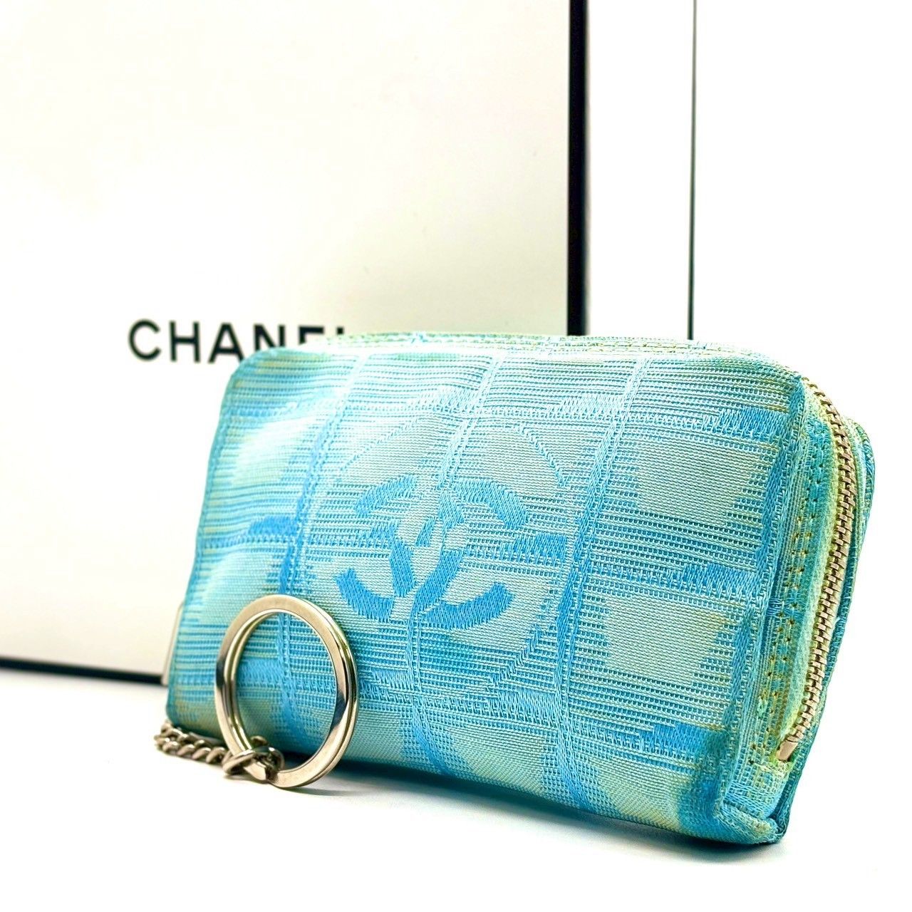 透明感ブルーの余韻】 CHANEL シャネル コインケース キーリング付き