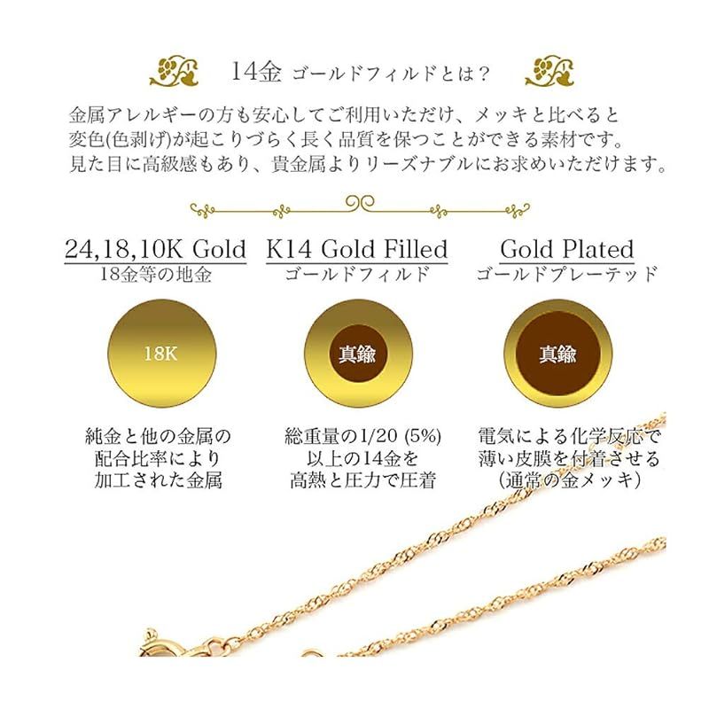 新品】 [miwaki] K14 ゴールドフィルド 14KGF Gold Filled CZダイヤ