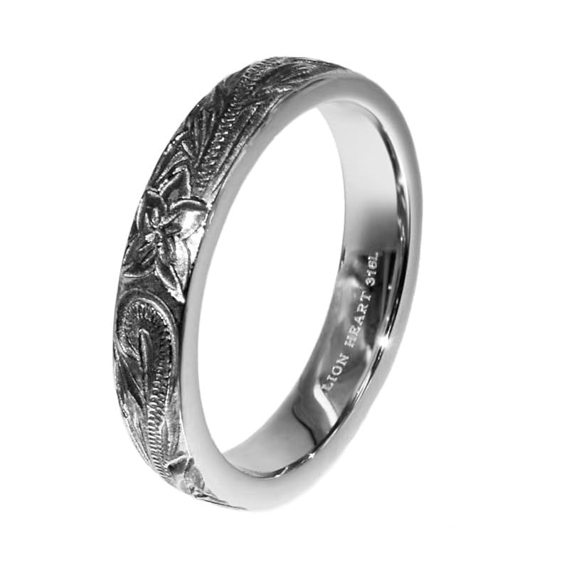 [ライオンハート] リング LH-1 フラットハワイアンリング/サージカルステンレス316L（金属アレルギー対応） シルバー 限定展開】“HAWAIIAN”ワイドリング（ライトブラック）/サージカルステンレス（金属アレルギー対応） | LION HEART STORE｜ ライオンハート公式通販【メンズシルバーアクセサリー｜ギフト・ペアアクセ対応】