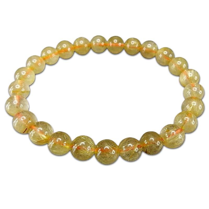 新品】 [石街] 人気 天然石 針多め ゴールドルチルクォーツ 7.5mm