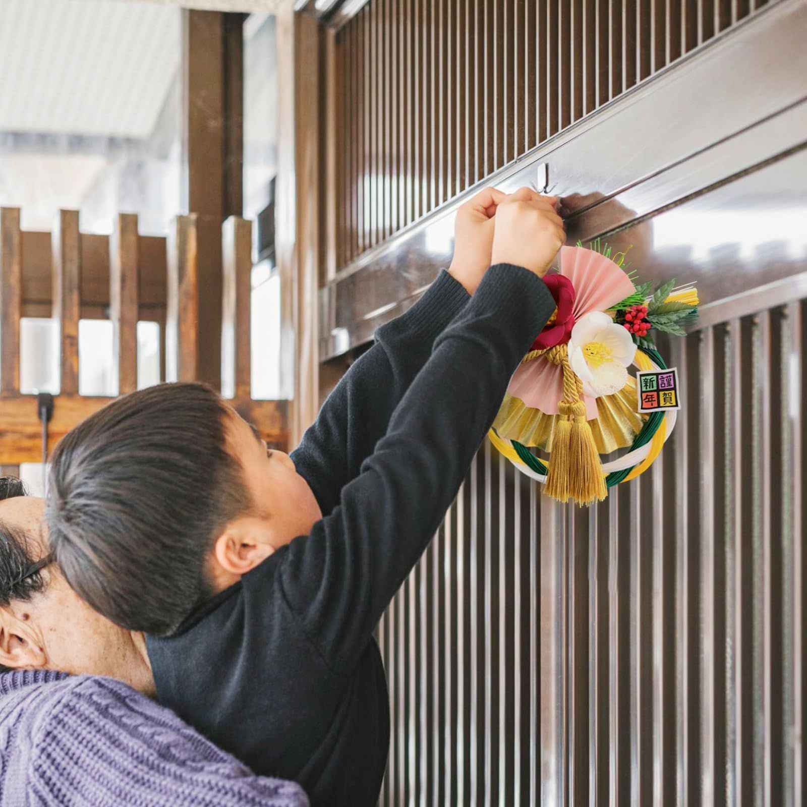 注連縄リース 日光飾り自宅用 玄関 マンション しめ縄飾り和モダンお正月飾り 室内 豪華 水引き ドア 玄関飾り おしゃれアレンジ 正月飾り 黄緑白正月飾り 喜春