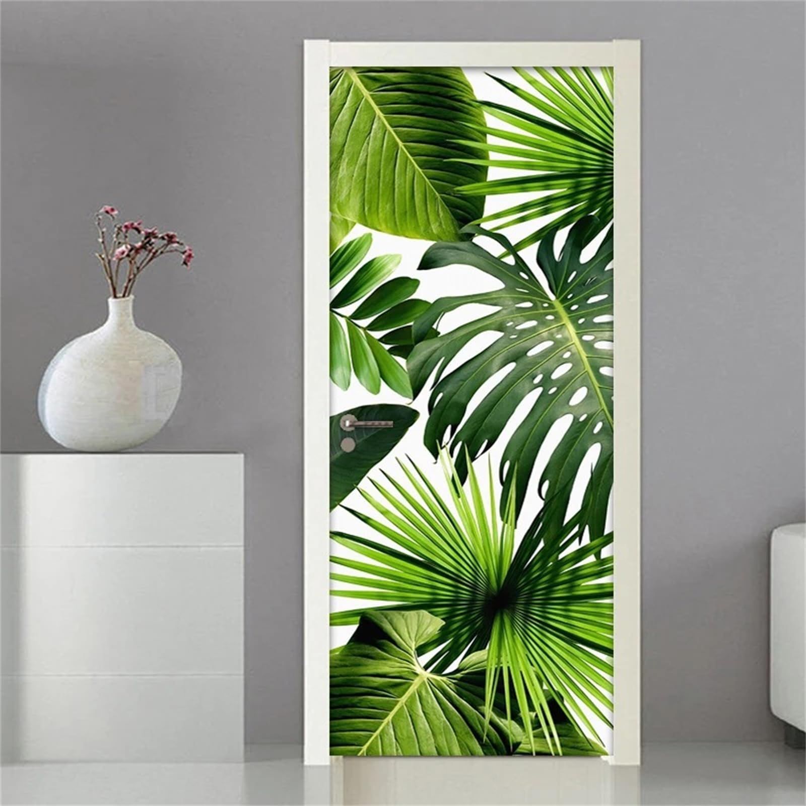 PVC 飾り ドア 防水すてっかー 壁シール ドア用のステッカー 部屋 寝室 剥がせる リビングルーム ベッドルーム はがせる ポスター お風呂 ウォール ドア装飾ステッカー 風景 グリーンリーフ 葉物植物 シール 大きい ドア用 ウォールス