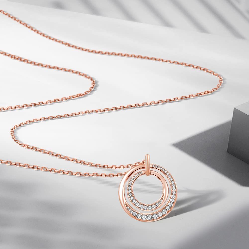  60 5 cm プレゼント ペンダント ネックレス 女性 3連サークル ジュエリー レディース ロングネックレス ピンクゴールド bird 2連 Free ネックレス アクセサリー