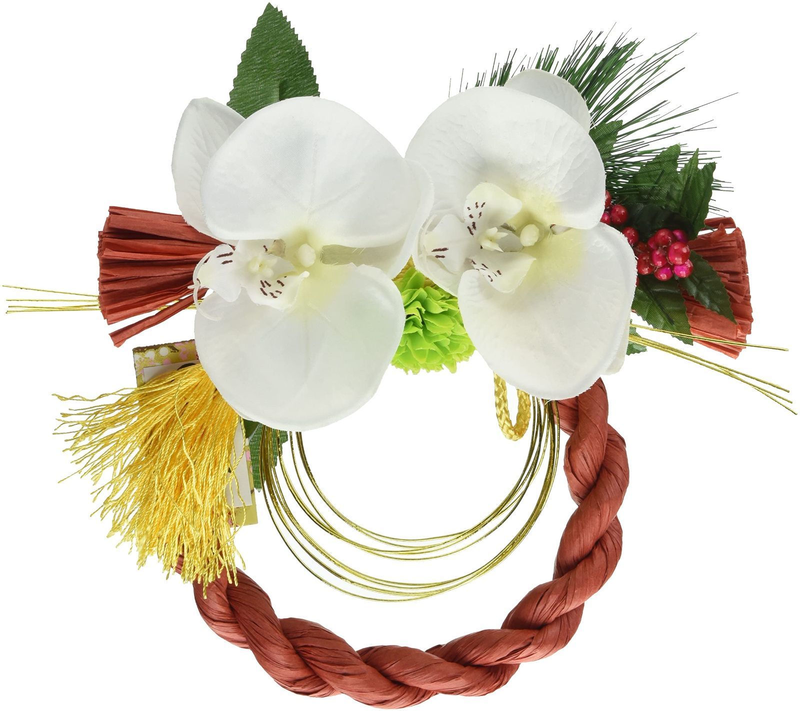 しめ縄 おしゃれ 正月飾り 秀〆 モダンリース 胡蝶蘭 赤 A-078