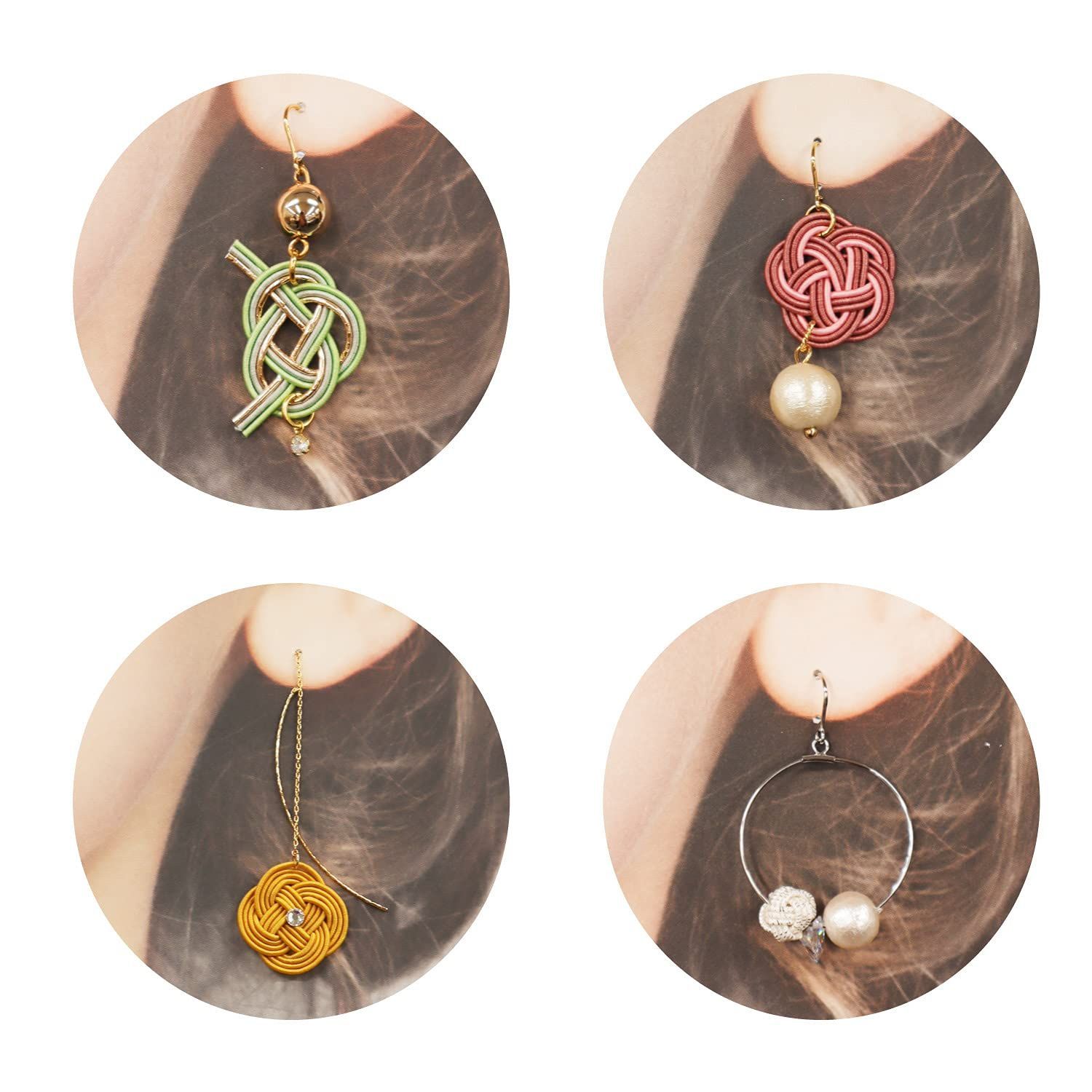  結び方の動画QRコードレシピ付き 菜の花結びのピアス ミズヒキキット CGMK-03 MIZUHIKI クラフトギャラリー KIYOHARA 水引 冠婚葬祭 宗教用品