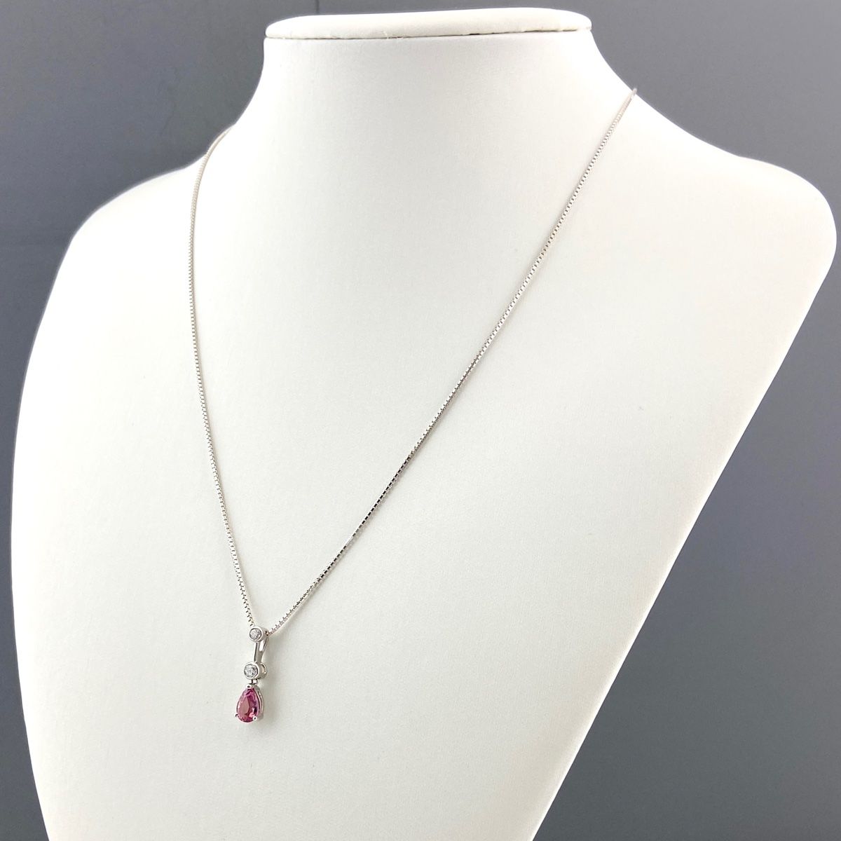 ピンクサファイア ダイヤモンド ホワイトゴールド ネックレス　k18wg ピンクサファイア デザインネックレス WG ホワイトゴールド プラチナ