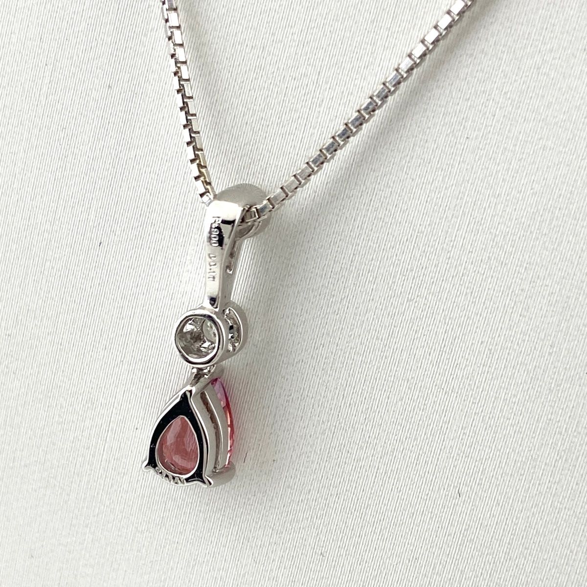 ピンクサファイア＊ダイヤモンドネックレスPt900/K18WG約45㎝約2.5g Pt900/K18WGピンクサファイア ネックレス ｜名取市【買取大吉 名取ゆり