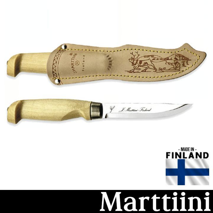 アウトレット Marttiini LYNX Knife 129 129010 刃 11cm ナロー タング ヌメ革 本革シース付 レザー ブッシュクラフト キャンプ用品 ステンレス ケース スリーブ サバイバル フィンランド製 リンクスナイフ 白樺 北欧