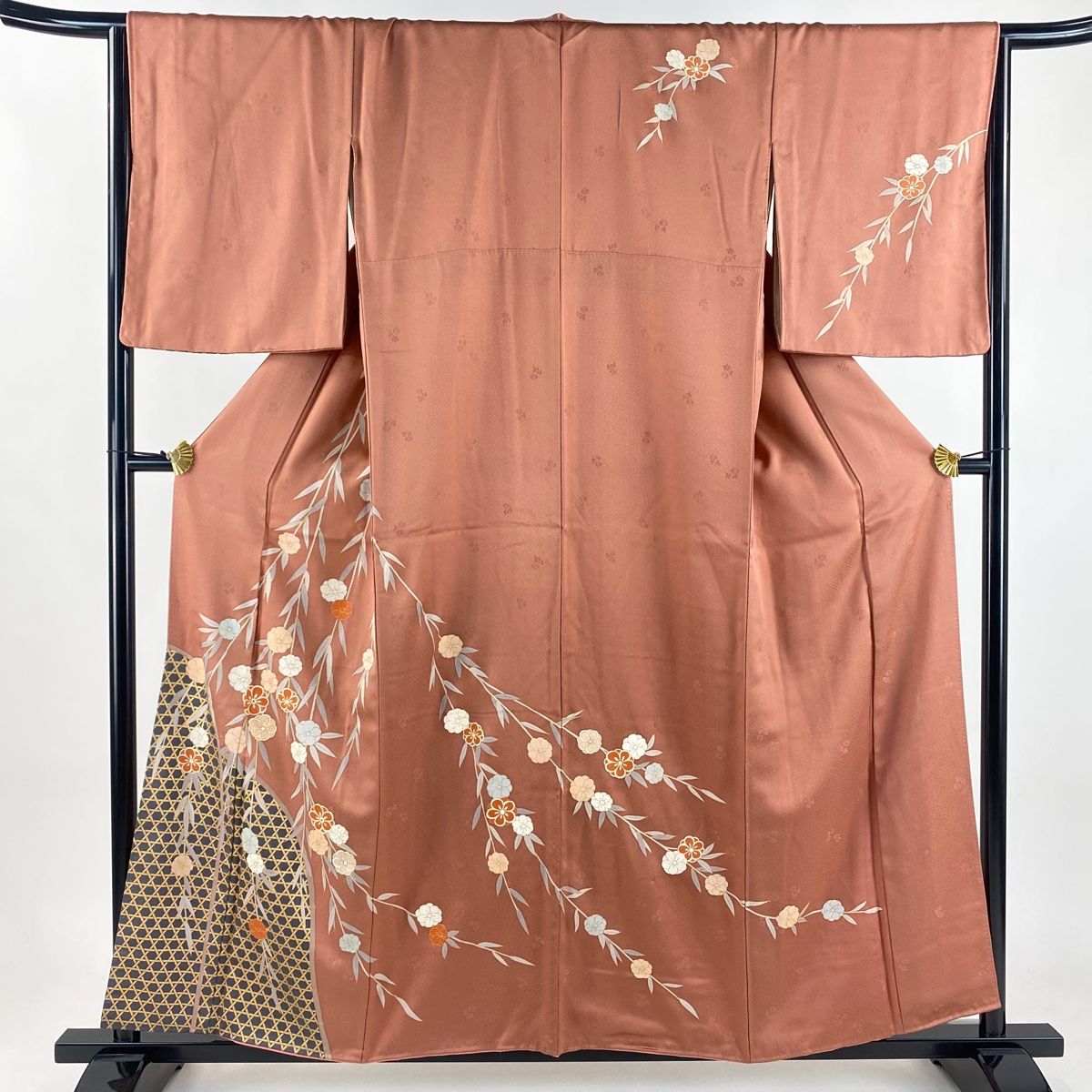 未使用品 訪問着 絞り 黒 枝垂れ桜 身丈162cm 裄丈67cm お洒落 袷 未使用品 訪問着 絞り 黒 枝垂れ桜 身丈162cm 裄丈67cm お洒落 袷 裄長