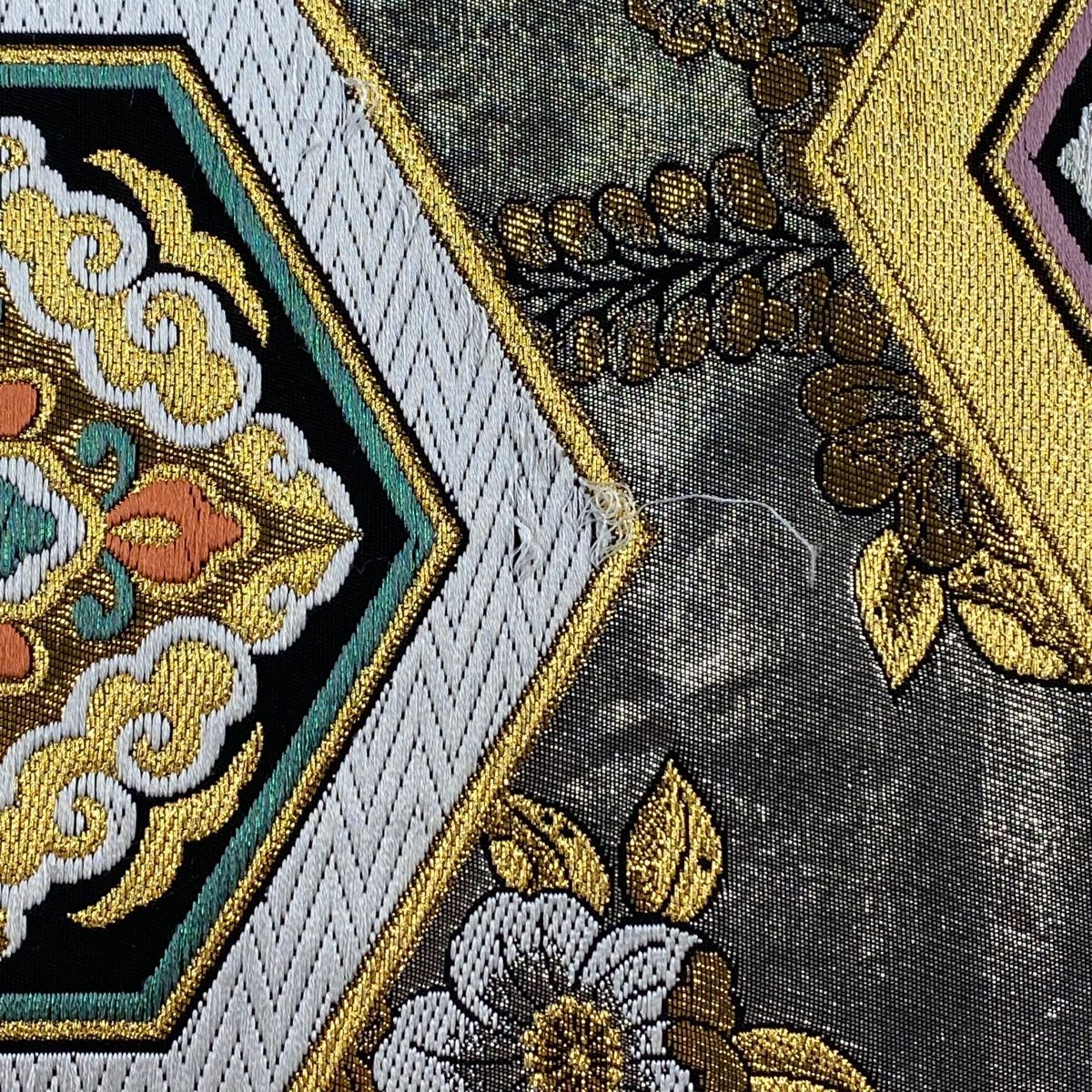 袋帯鳳凰柄美品金糸入り 袋帯 能衣 鳳凰に花模様 エ霞 金茶色 金糸 O-4057 【公式通販】