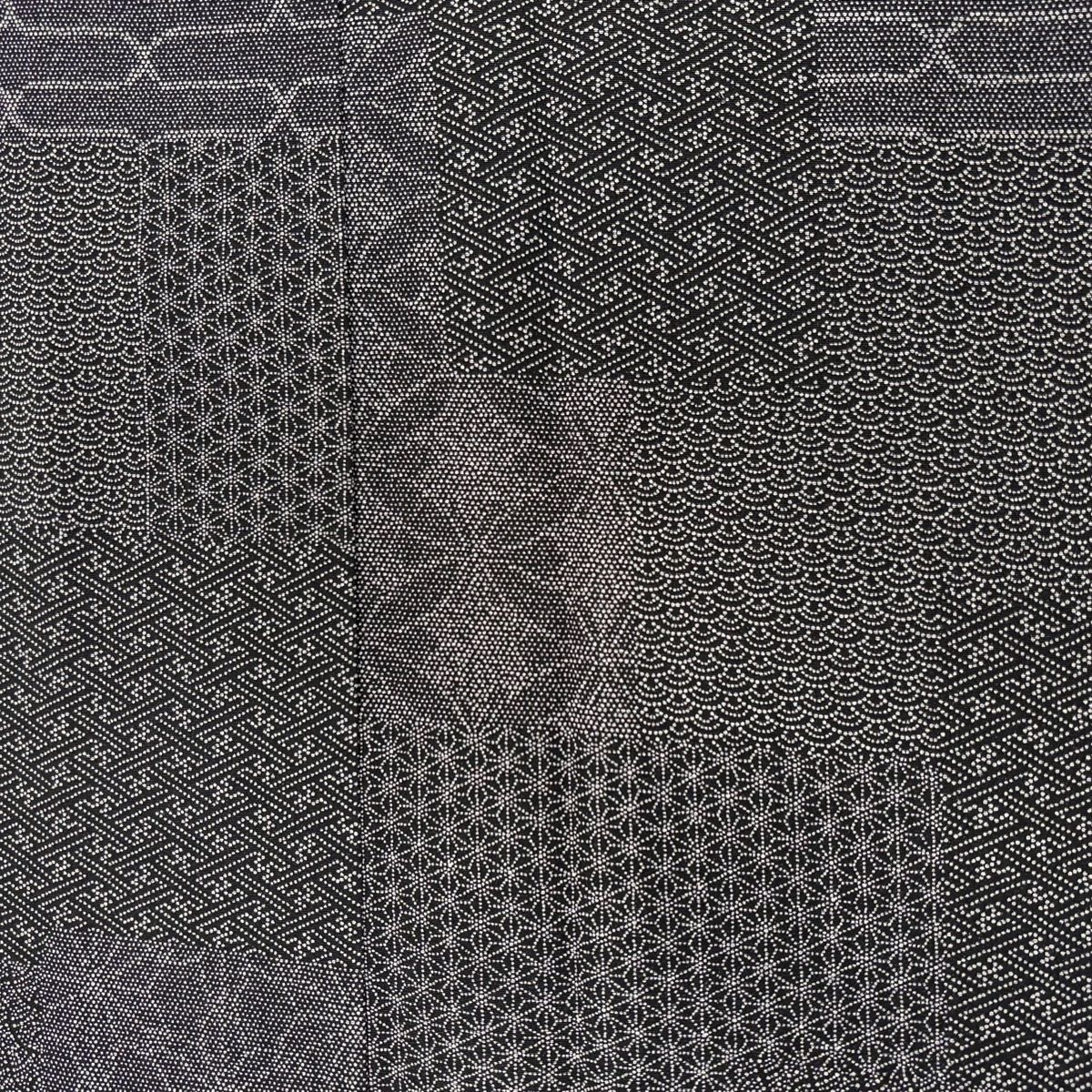 美品 江戸小紋寄せ柄 丈159.5 裄67.5 小紋 江戸小紋 着物 未使用 正絹 袷 小紋師 基之作 落款 寄せ小紋柄