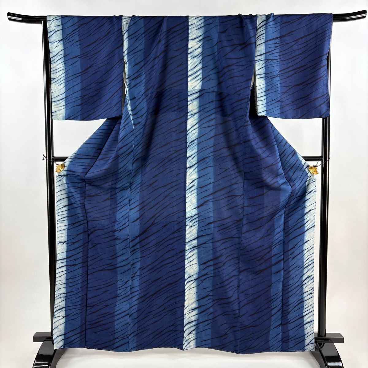 小紋 身丈166cm 裄丈70.5cm L 袷 佐藤昭人 落款 証紙 幾何学模様 地紋