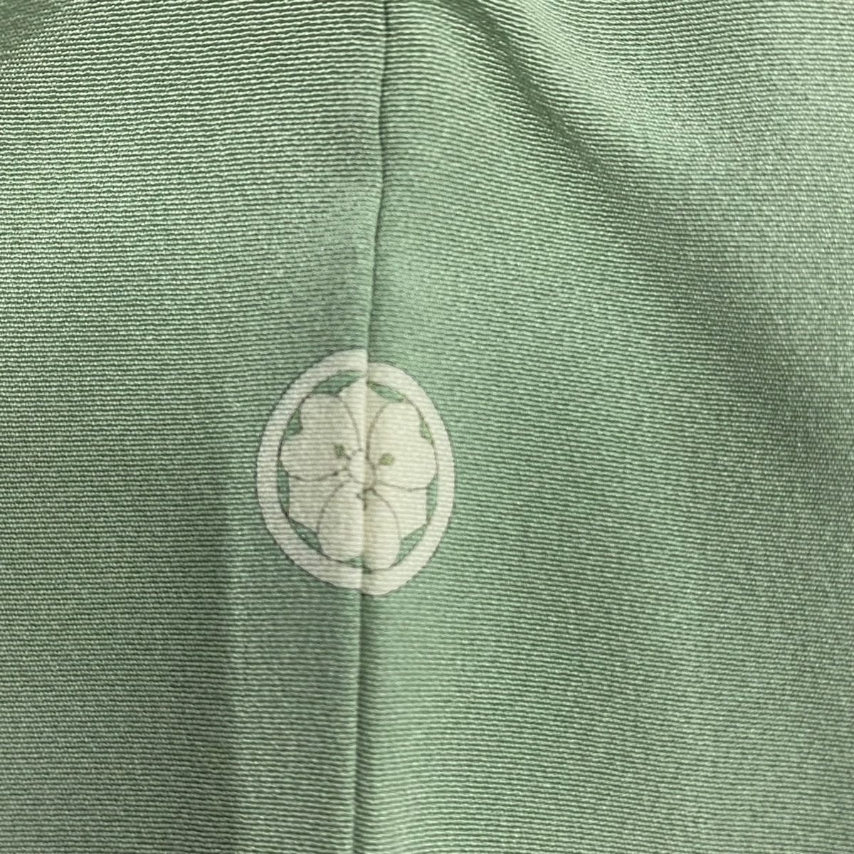 美品 訪問着 白緑色 縮緬地 御所車 鴛鴦 身丈160cm 裄丈69cm 正絹 美品 訪問着 白緑色 縮緬地 御所車 鴛鴦 身丈160cm 裄丈69cm 正絹 訪問