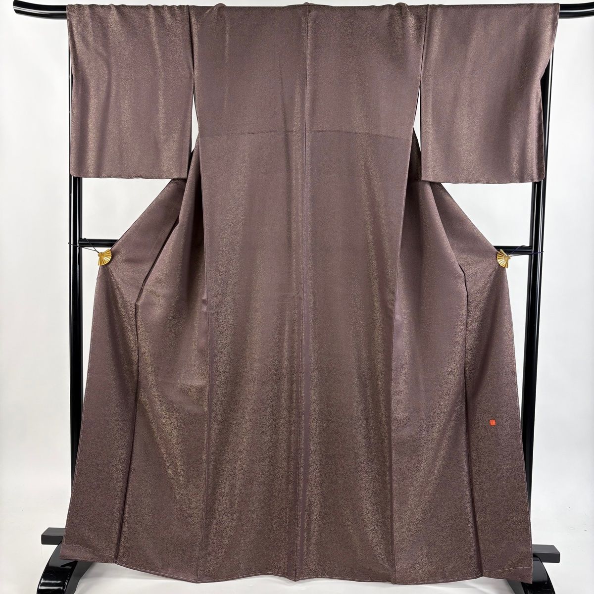 美品】 色無地 身丈166cm 裄丈68cm L 袷 久保田一竹工房 落款 地紋 金