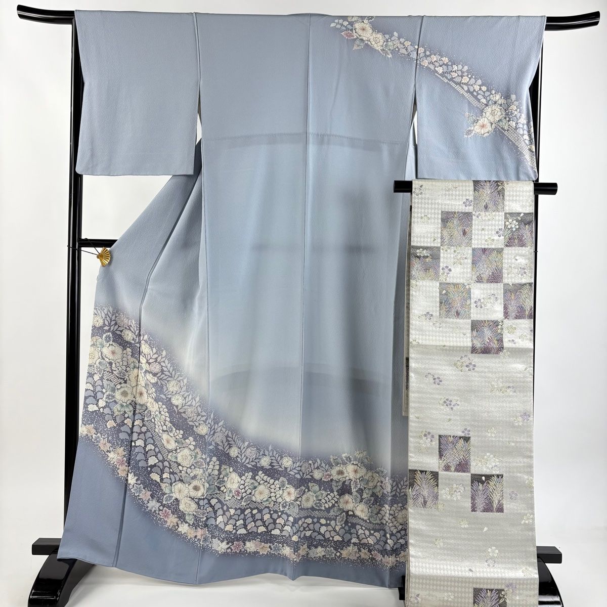 訪問着 身丈165cm 裄丈66cm M 袷 翠山工房 袋帯セット 落款 辻が花