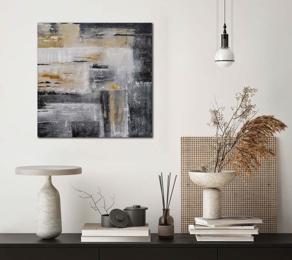 アートパネル BWA119 ブラックベージュ50x50cm 抽象画 絵画 和風 和