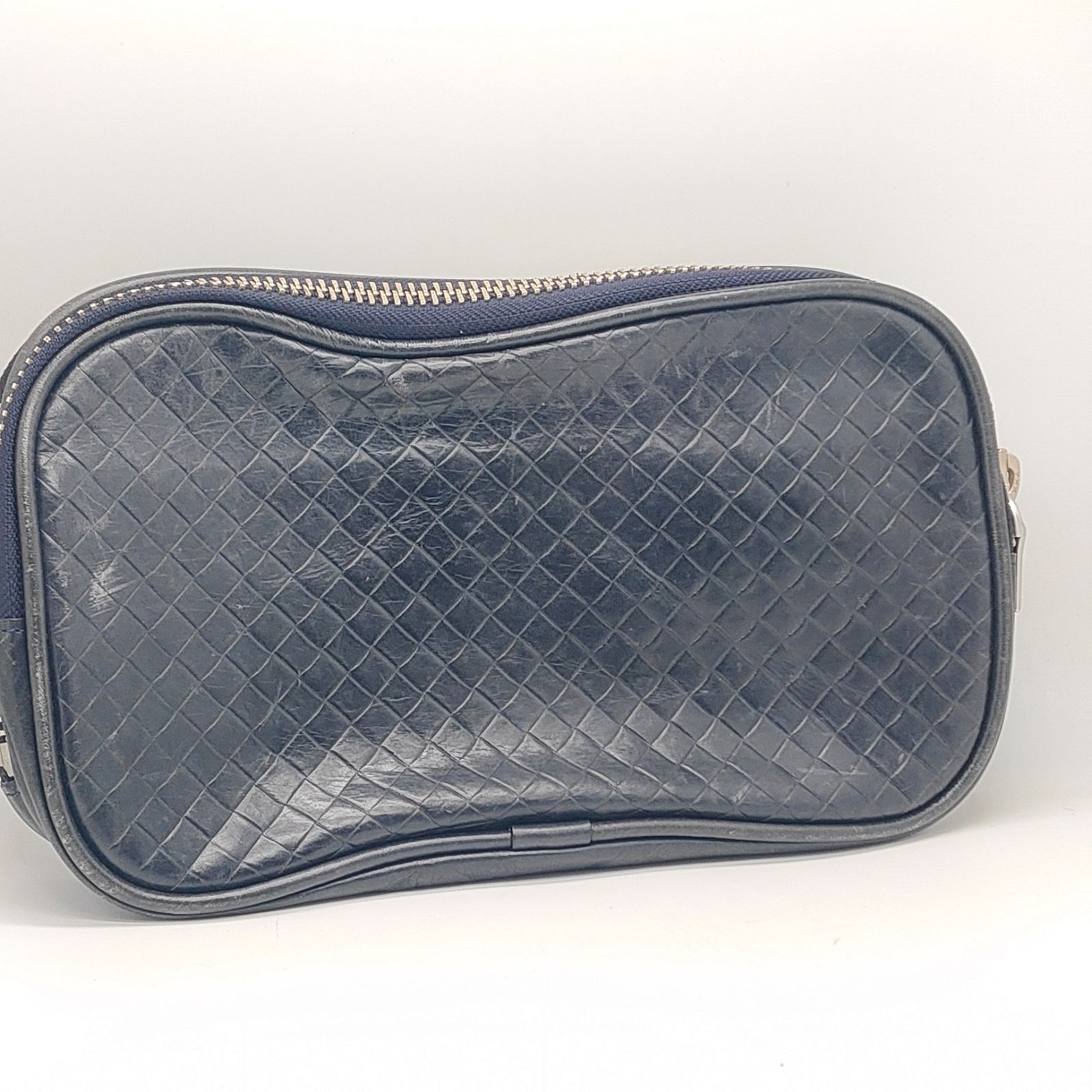 【新品未使用】aniary アニアリ ダブルジップ レザーポーチ 日本製　レア アニアリ aniary ダブルジップ レザーポーチ 日本製 レザー ネイビー