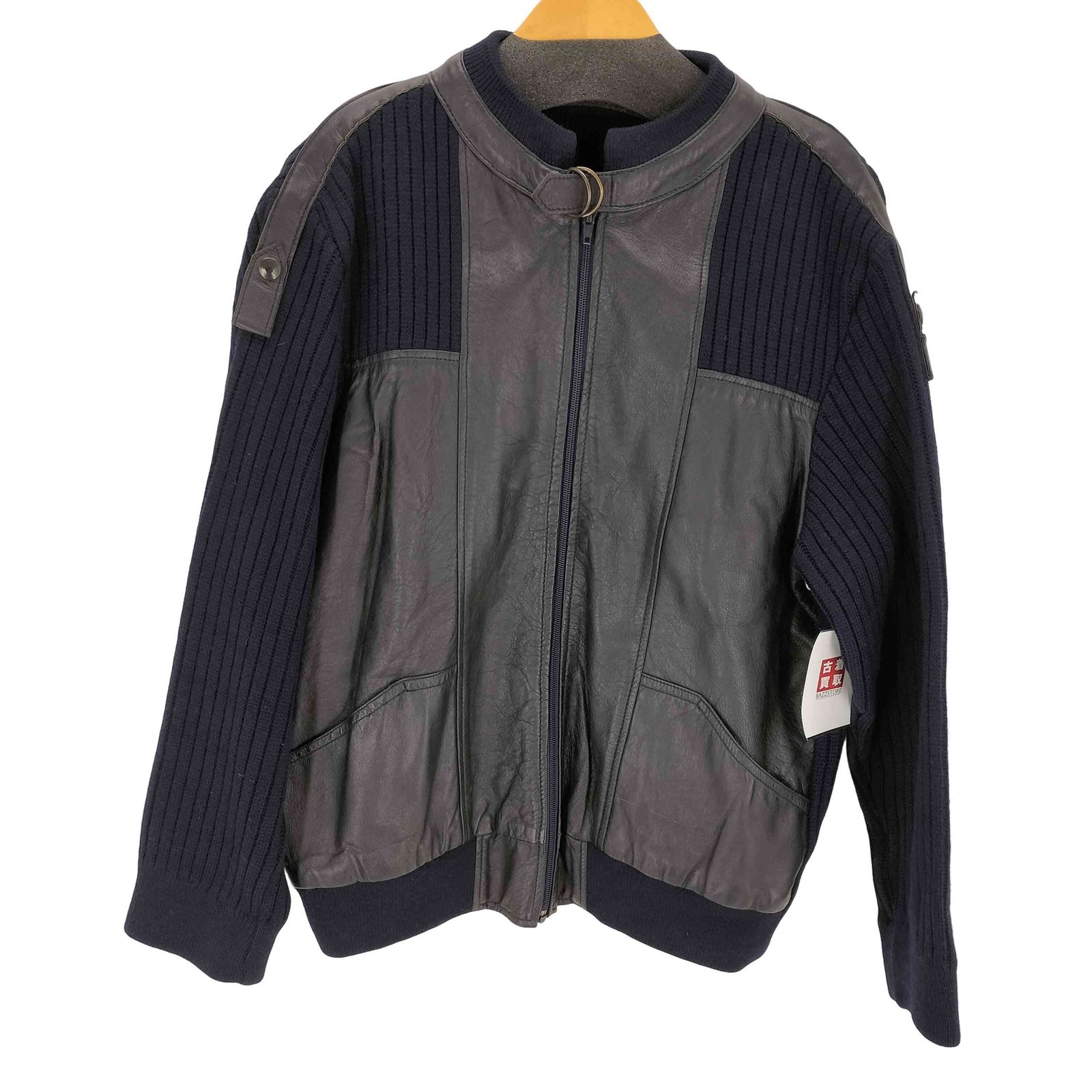 USED古着(ユーズドフルギ) 推定60-70S ECLAIRジップ 裏地チェック ジップアップレザージャケット メンズ 表記無 【中古】【ブランド古着バズストア】 ユーズドフルギ USED古着 推定60-70S ECLAIRジップ 裏地チェック