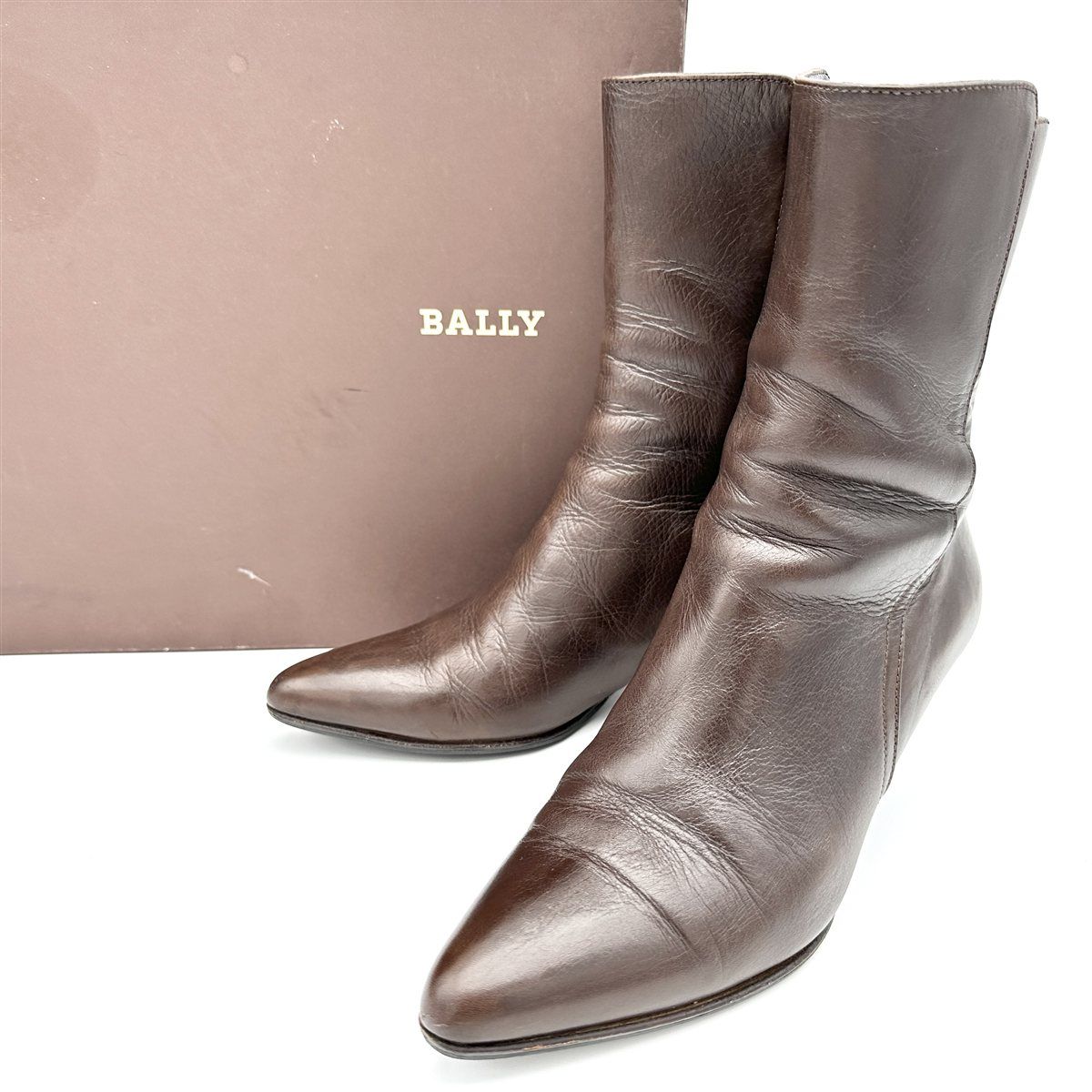BALLY ショートブーツ ビッグジップ ブラウン 1776T - メルカリ