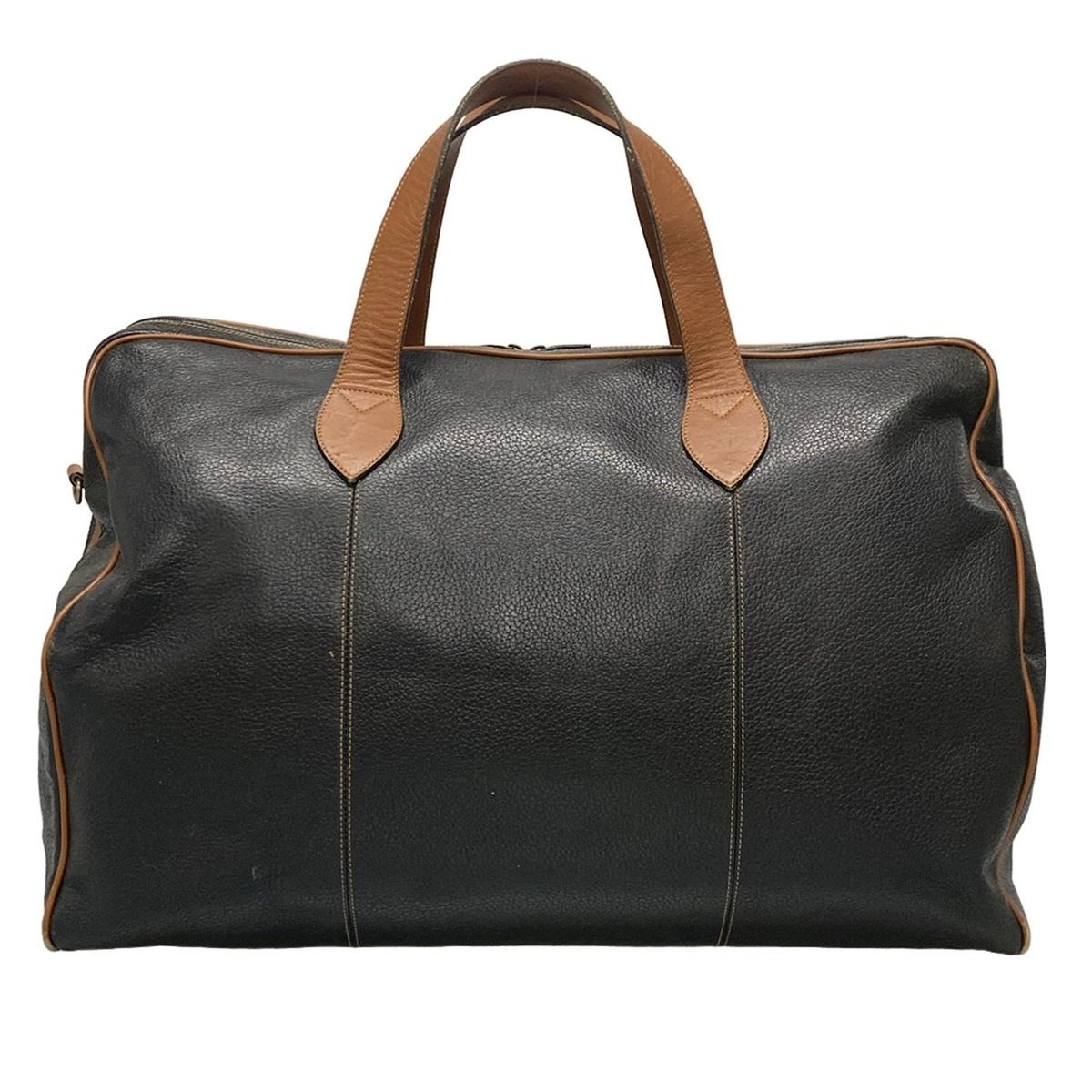 a.testoni(ア・テストーニ) ボストンバッグ - 黒×ブラウン DINAMICO