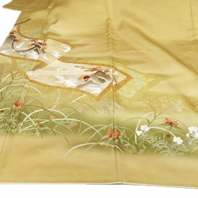 ［3910］色留袖 美品 中国三大刺繍 相良刺繍 一つ紋 五三桐 正絹 着物 袷 3910］色留袖 中国三大刺繍 相良刺繍 一つ紋 五三桐 正絹