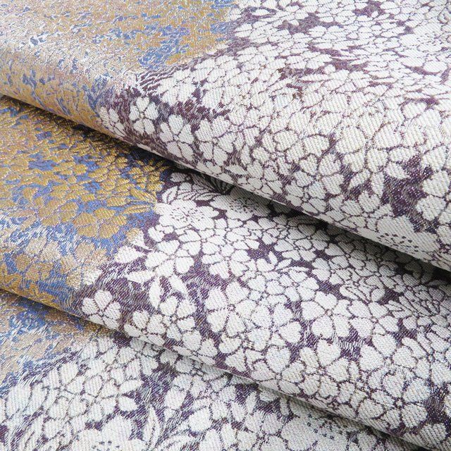 袋帯 中古 リサイクル 正絹 フォーマル 仕立て上がり 六通 桜と紅葉模様 金銀糸 滅紫色 薄鼠色 白色 きもの北條 A1298-11 袋帯 リサイクル 正絹 フォーマル 仕立て上がり 六通 桜と紅葉模様 金