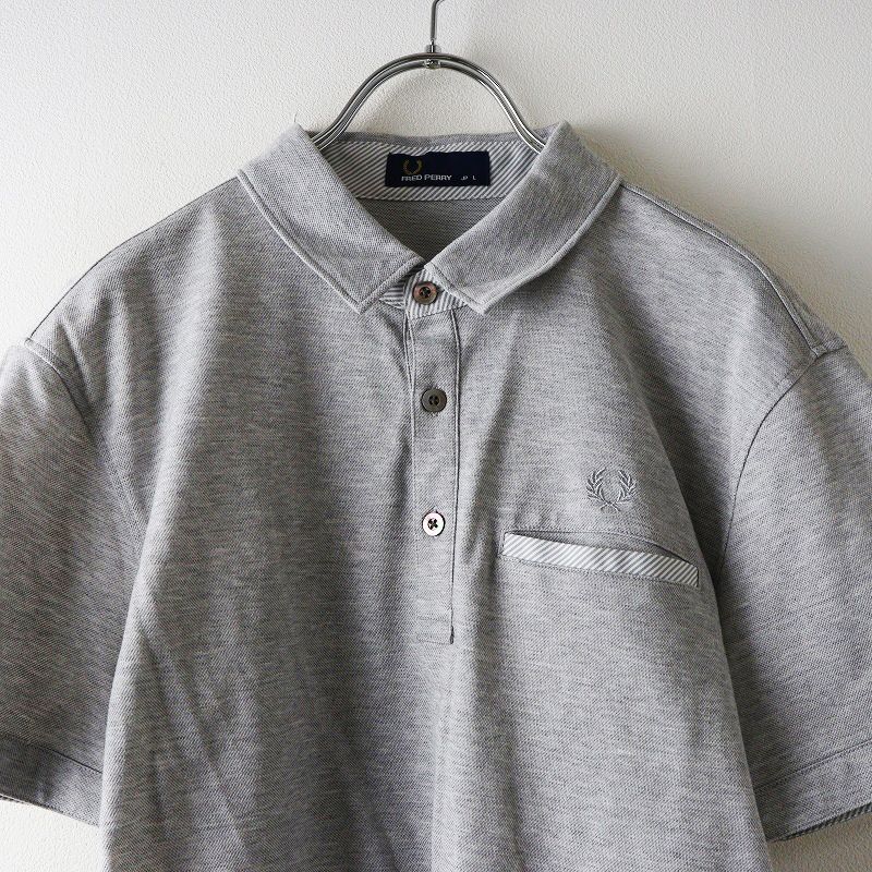フレッドペリー FRED PERRY ロゴ刺繍 コットンカノコポロシャツ L
