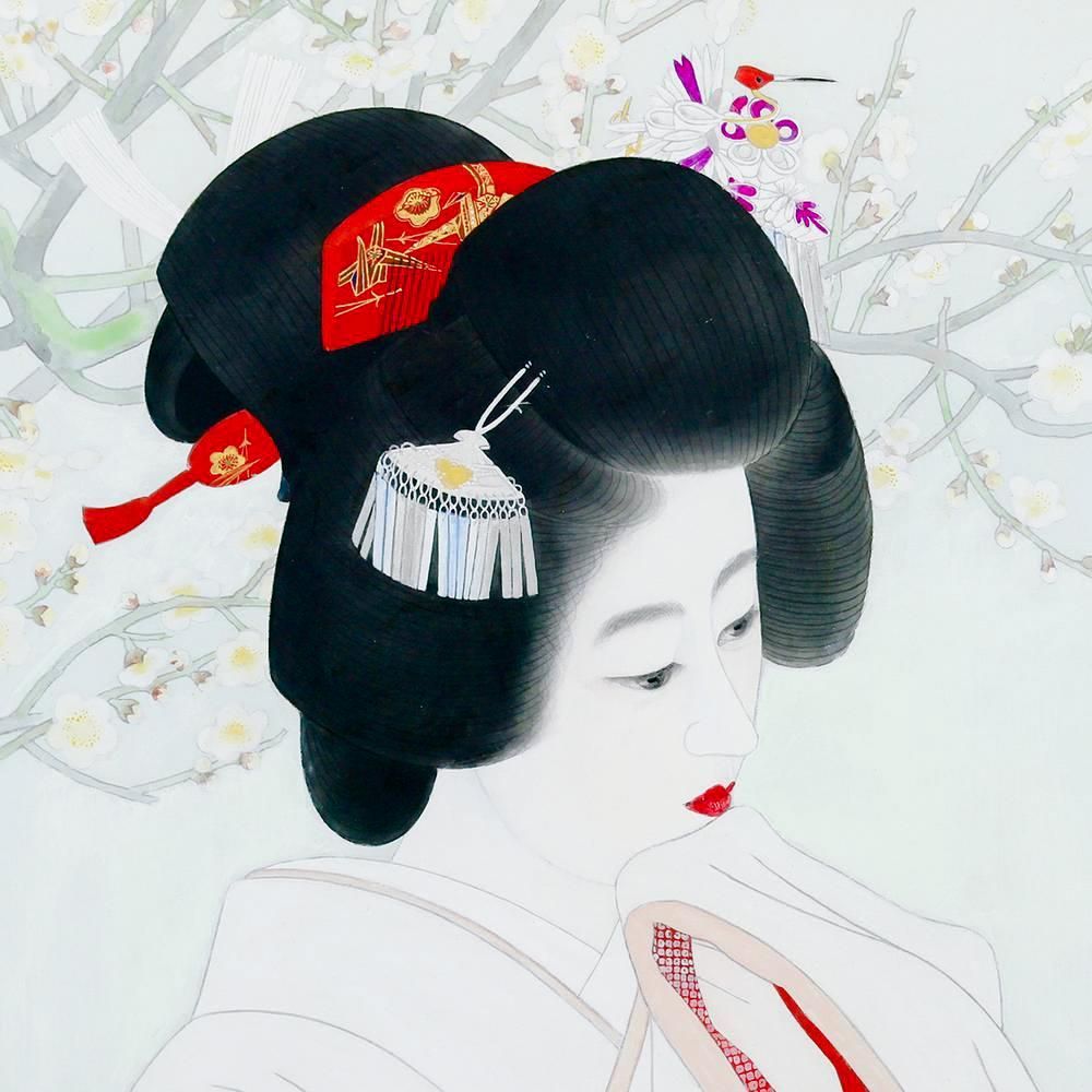 真作】【WISH】立石春美「清薫」日本画 12号 大作 金泥仕様 共シール