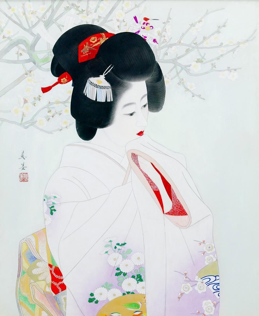 真作】【WISH】立石春美「清薫」日本画 12号 大作 金泥仕様 共シール