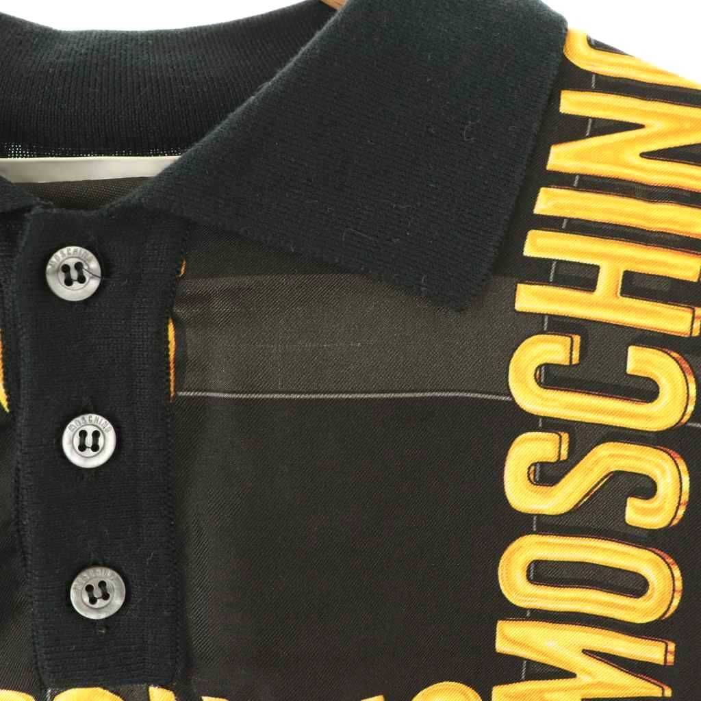 【中古】モスキーノ MOSCHINO ポロシャツ 半袖 46 ブラック イエロー マルチカラー /DO ■GY57 メンズ モスキーノ MOSCHINO ポロシャツ 半袖 46 ブラック イエロー マルチ